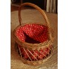 Panier vintage osier tressé tissu rouge pois