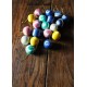 Lot 19 petites boules fils de soie couleurs décorations sapin noël vintage
