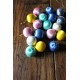 Lot 19 petites boules fils de soie couleurs décorations sapin noël vintage