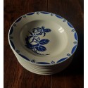 Un lot 12 assiettes creuses roses Bleu Bastia Sarreguemines Art Deco