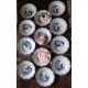 Un lot 12 assiettes creuses roses Bleu Bastia Sarreguemines Art Deco