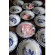 Un lot 12 assiettes creuses roses Bleu Bastia Sarreguemines Art Deco