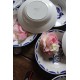 Un lot 12 assiettes creuses roses Bleu Bastia Sarreguemines Art Deco