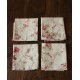 Un lot de 4 serviettes de table bleu gris fleurs roses