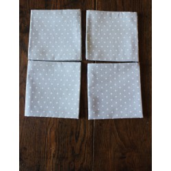 4 serviettes de table Coton crétonne Gris bleu à Pois