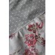 Un lot de 4 serviettes de table gris bleu Pois Fleurs roses