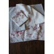 Un lot de 4 serviettes de table gris bleu Pois Fleurs roses