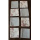 Un lot de 8 serviettes de table gris bleu Pois Fleurs roses