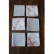 Un lot de 6 serviettes de table gris bleu Pois Fleurs roses