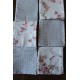 Un lot de 6 serviettes de table gris bleu Pois Fleurs roses