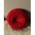 Coussin rond rouge tressé vintage