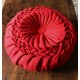 Coussin rond rouge tressé vintage