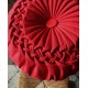 Coussin rond rouge tressé vintage