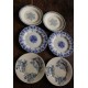 Un Lot de 6 petites assiettes dessert terre de fer bleu Lunéville Salins Guirlande