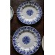 Un Lot de 6 petites assiettes dessert terre de fer bleu Lunéville Salins Guirlande