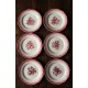 Un lot de 6 assiettes plates Marsac rouge Digoin Sarreguemines