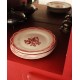 Un lot de 6 assiettes plates Marsac rouge Digoin Sarreguemines