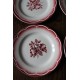 Un lot de 6 assiettes plates Marsac rouge Digoin Sarreguemines