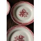 Un lot de 6 assiettes plates Marsac rouge Digoin Sarreguemines