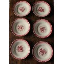 Lot de 6 assiettes creuses Marsac rouge Digoin Sarreguemines