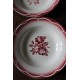 Lot de 6 assiettes creuses Marsac rouge Digoin Sarreguemines