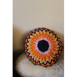 Coussin rond vintage crochet orange