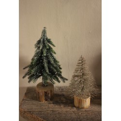 Lot 2 petits sapins artificiels vert doré déco Noël