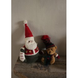 Père Noël feutrine + ourson peluche hiver décos sapin