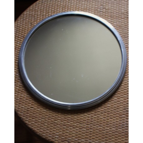 Plateau rond miroir métal gris vintage