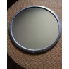 Plateau rond miroir métal gris vintage