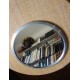 Plateau rond miroir métal gris vintage