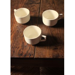 Lot 3 tasses thé café faïence écru Badonviller