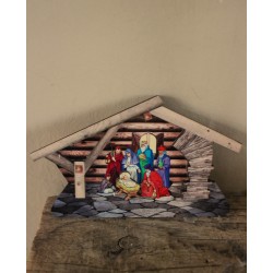 Crèche en bois sur aimant Lourdes