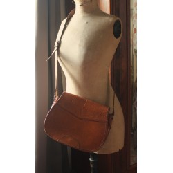 Sac cuir vintage besace bandoulière camel