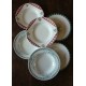 6 assiettes creuses dépareillé paires Sylvia Niger Digoin Caumartin rouge vert