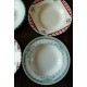 6 assiettes creuses dépareillé paires Sylvia Niger Digoin Caumartin rouge vert