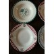 6 assiettes creuses dépareillé paires Sylvia Niger Digoin Caumartin rouge vert