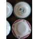 6 assiettes creuses dépareillé paires Sylvia Niger Digoin Caumartin rouge vert
