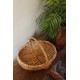 Panier artisanal osier clair ovale anse ronde vintage