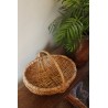Panier artisanal osier clair ovale anse ronde vintage