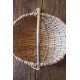 Panier artisanal osier clair ovale anse ronde vintage