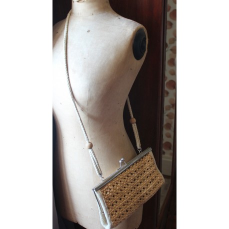 Sac à main vintage osier tressé bandoulière