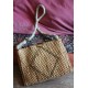 Cabas sac vannerie vintage fleurs