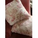 Paire Coussins Toile de Jouy rose ancienne
