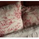 Paire Coussins Toile de Jouy rose ancienne