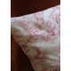 Paire Coussins Toile de Jouy rose ancienne
