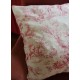 Paire Coussins Toile de Jouy rose ancienne