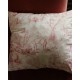 Paire Coussins Toile de Jouy rose ancienne