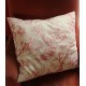 Paire Coussins Toile de Jouy rose ancienne