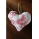 Coeur Toile de Jouy ancienne Rose garance
